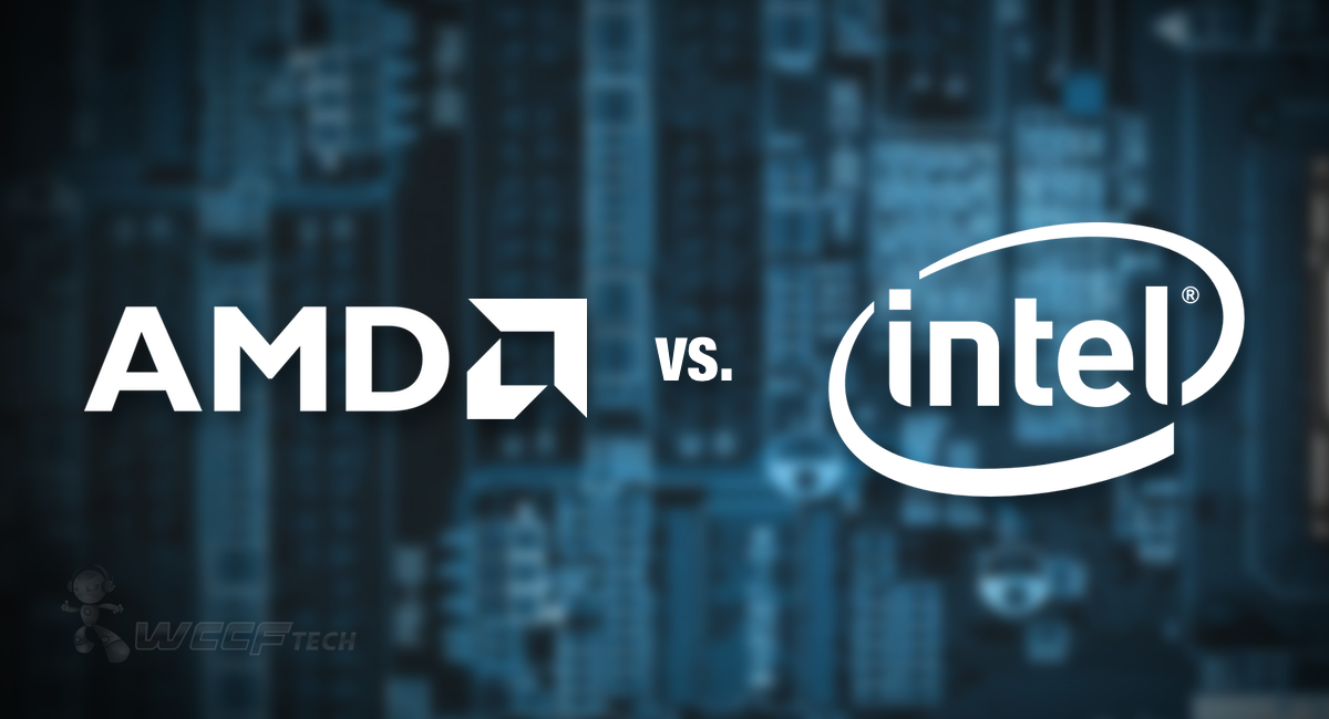 Intel and AMD logos juxtaposed to signify a comparison, symbolizing the focus of the featured article on contrasting Intel's and AMD's CPU event sampling technologies.